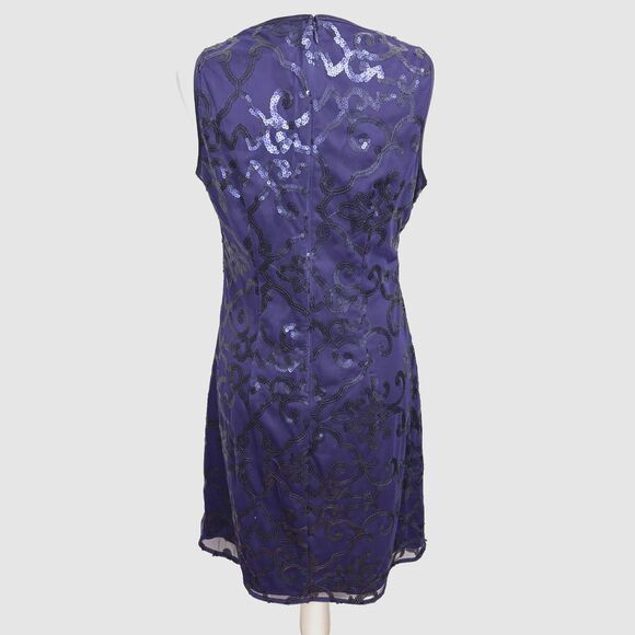 Jessica Howard Cocktail Dress Sequin Embellished Purple Elegant Wedding Sz 6 - Picture 3 of 8
